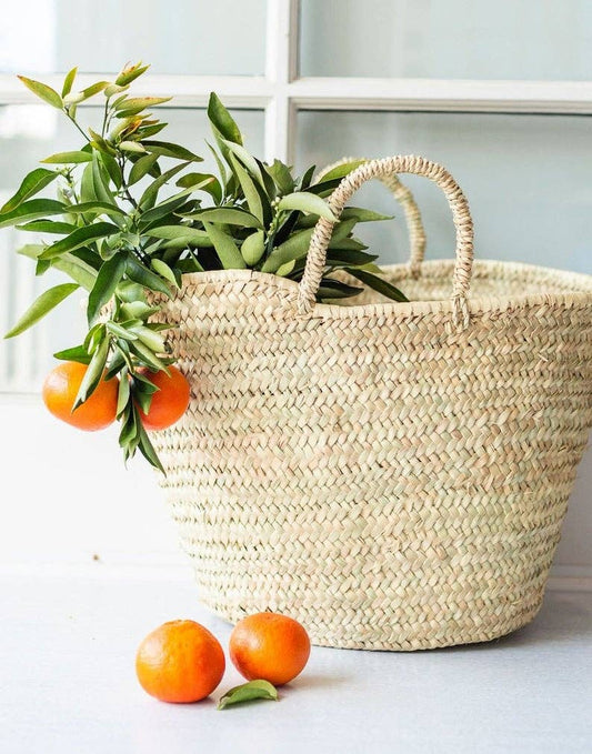 French Basket for shopping, Moroccan Basket, Straw Basket: Large