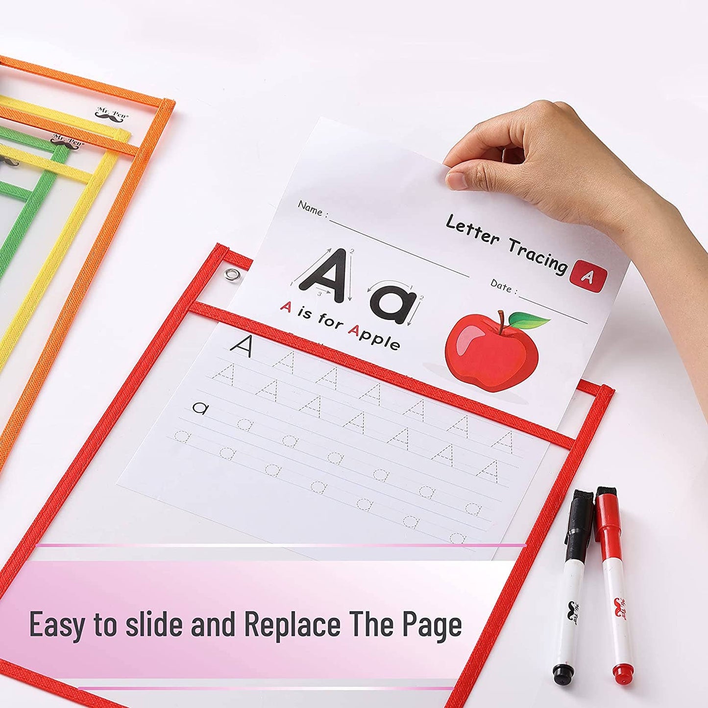 Colorful Dry Erase Pocket Sleeves - Multicolor