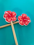 Protector de puntas para agujas de tejer, hibisco rojo, Hawái tropical de Comma Craft Co