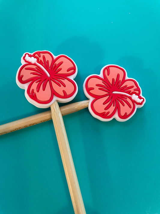Red Hibiscus Hawaii Tropical Knitting Needle Point Protector