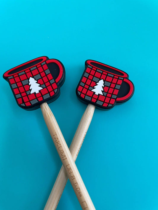 Kawaii Cute Christmas Tree Red Plaid Mug Gifts for Knitters