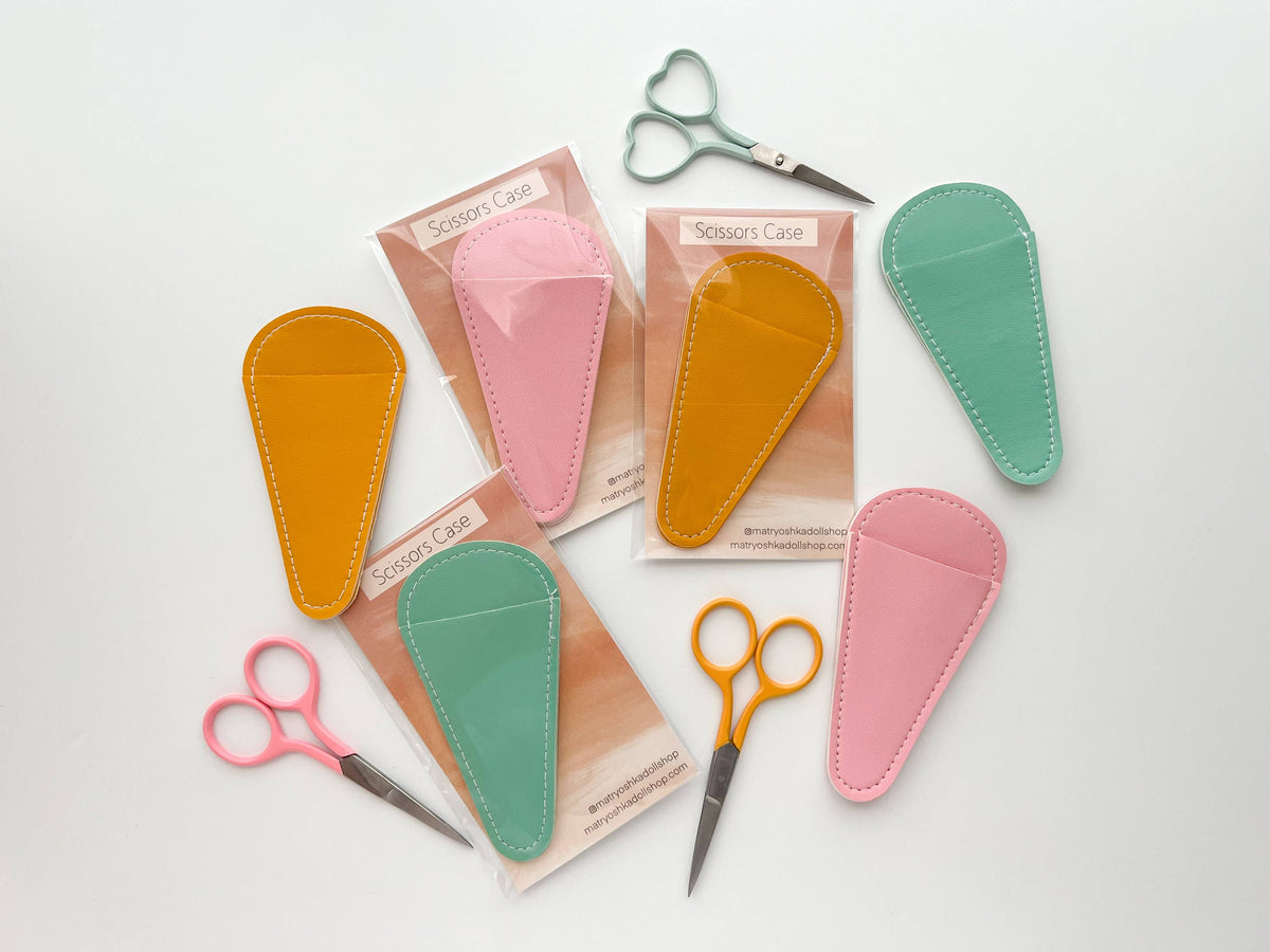 Scissors sheaths, small scissors case, leather sleeve by Matryoshka Doll Shop