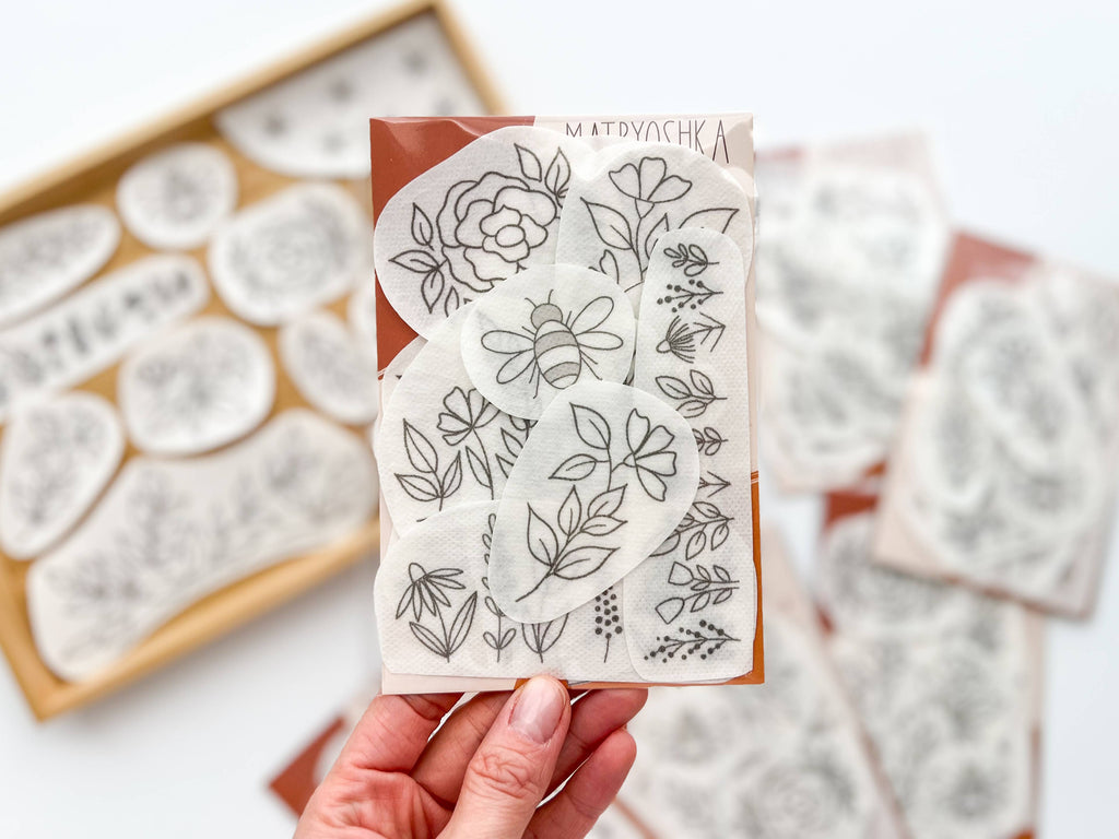 Stick & Stitch Floral embroidery patterns for clothing by Matryoshka Doll Shop