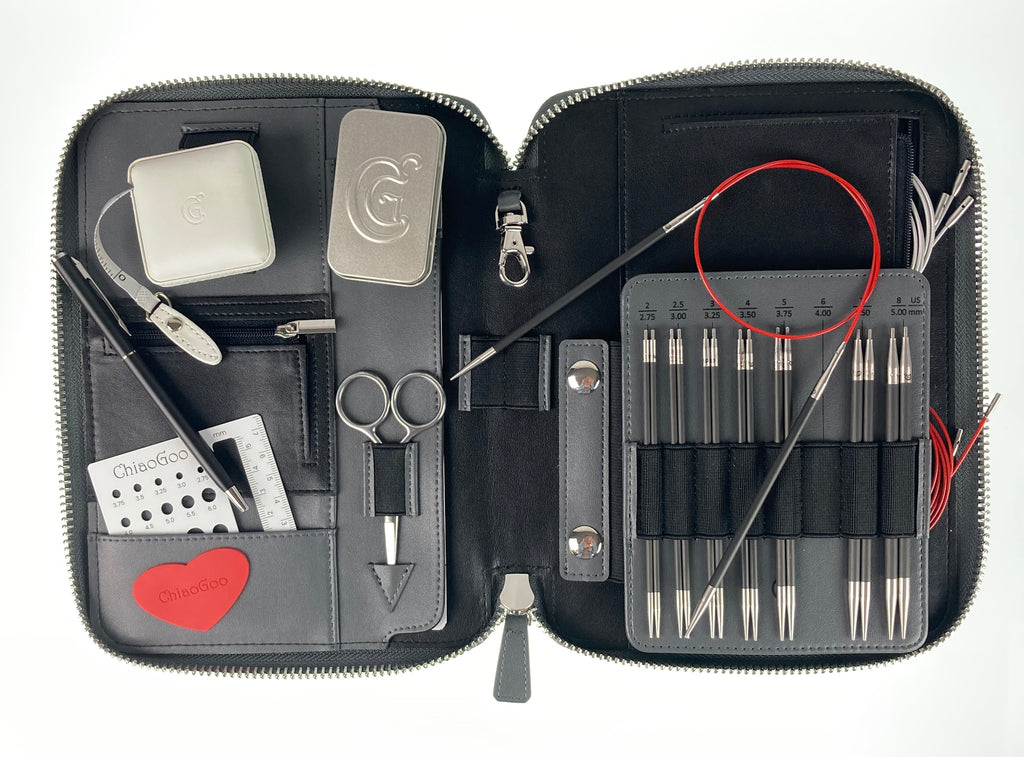 ChiaoGoo FORTƒ 2.0 African Blackwood and Carbon Fiber 5-Inch Interchangeable Knitting Needles - Complete Set by ChiaoGoo