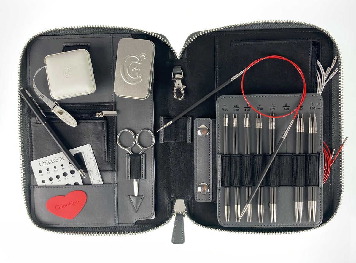 ChiaoGoo FORTƒ 2.0 African Blackwood and Carbon Fiber 5-Inch Interchangeable Knitting Needles - Complete Set by ChiaoGoo