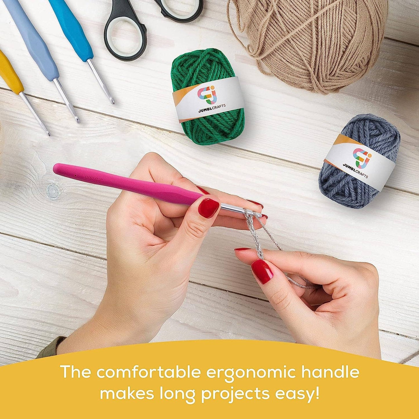 Crochet Hook Set, 12 Colorful Ergonomic Hooks