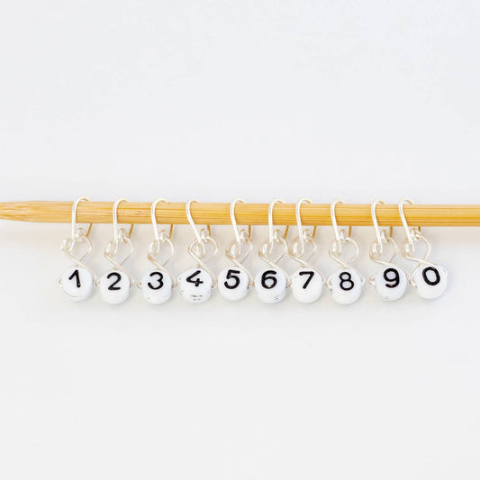 Number Stitch Markers - Silver: Medium (up to 8) / Melody Ring