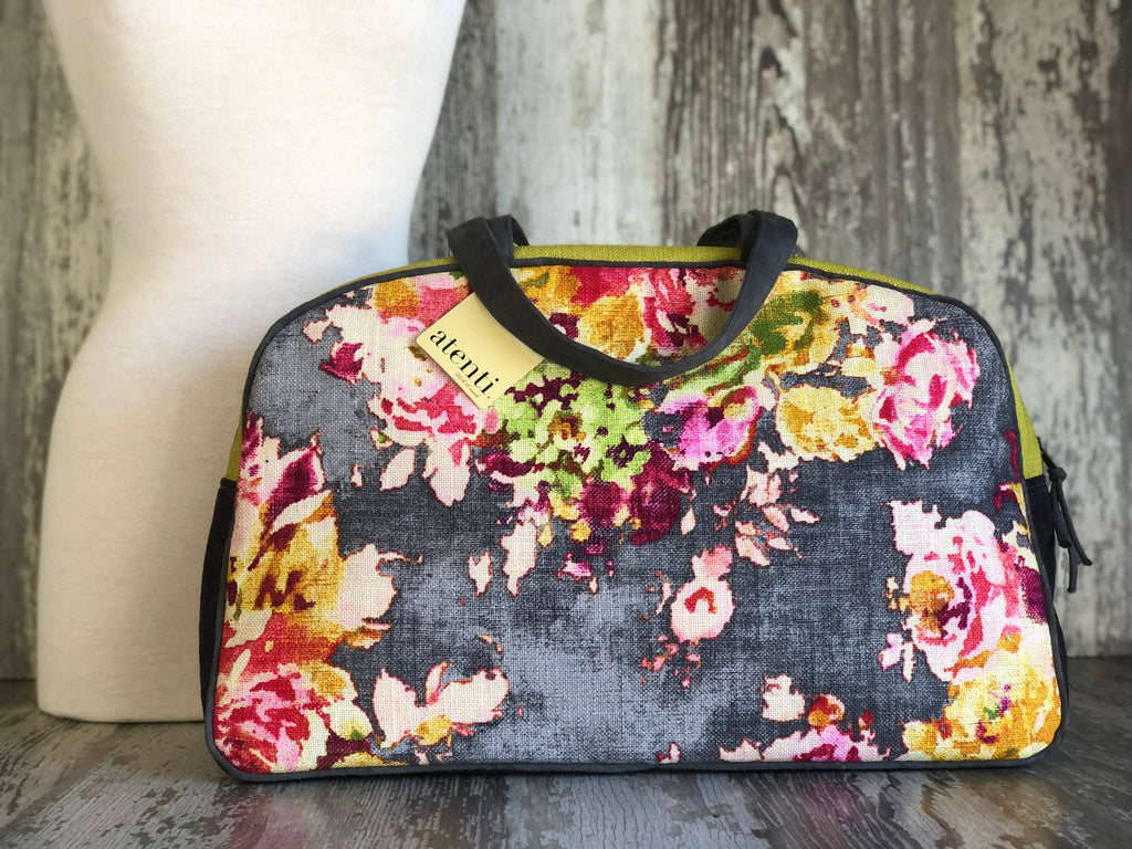 Handmade Atenti Blossom Grey Overnighter Weekender– USA Made