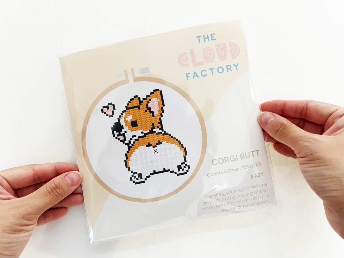 Corgi Butt - DIY Cross Stitch Kit by TheCloudFactory