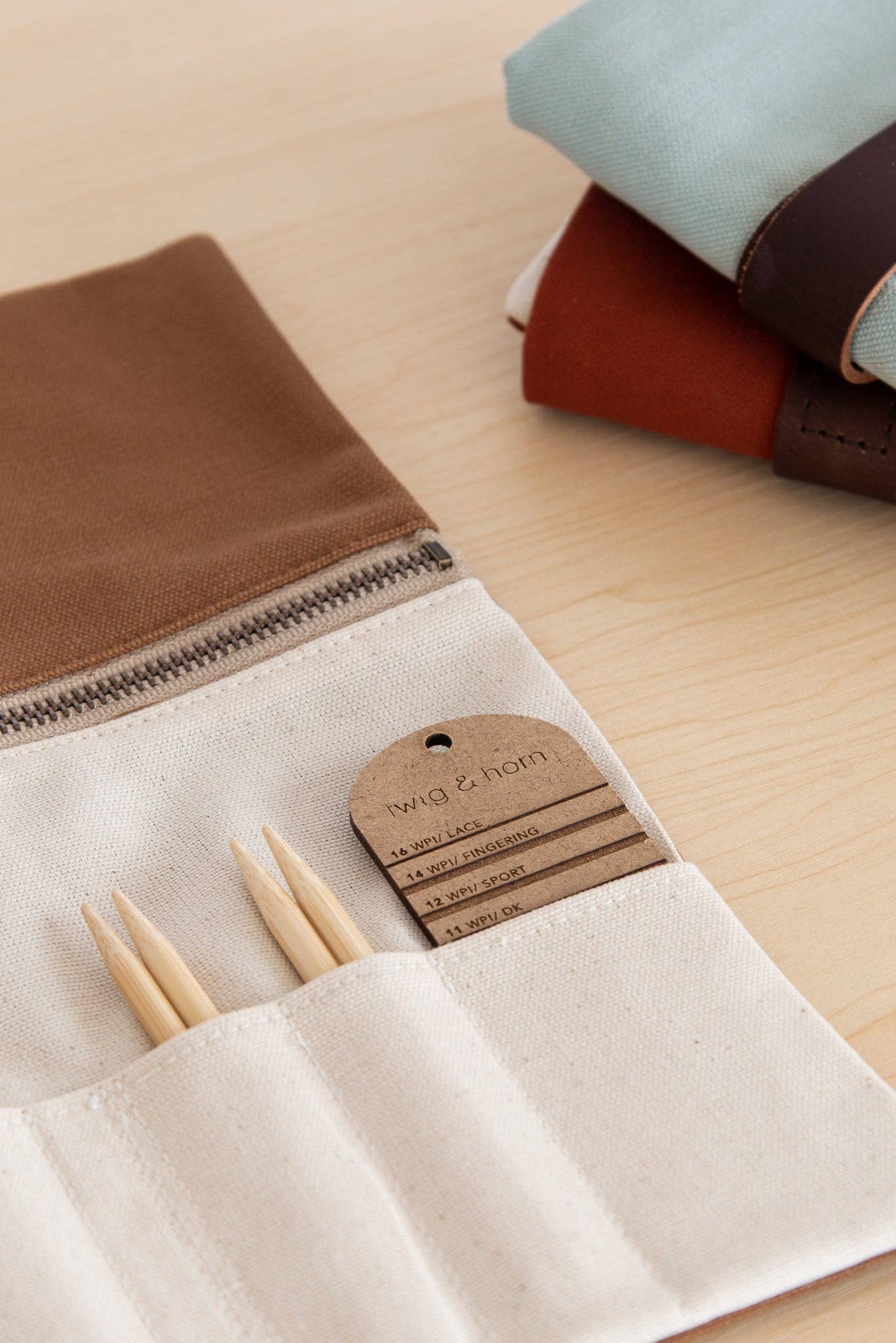 Standard canvas interchangeable needle case: Camel