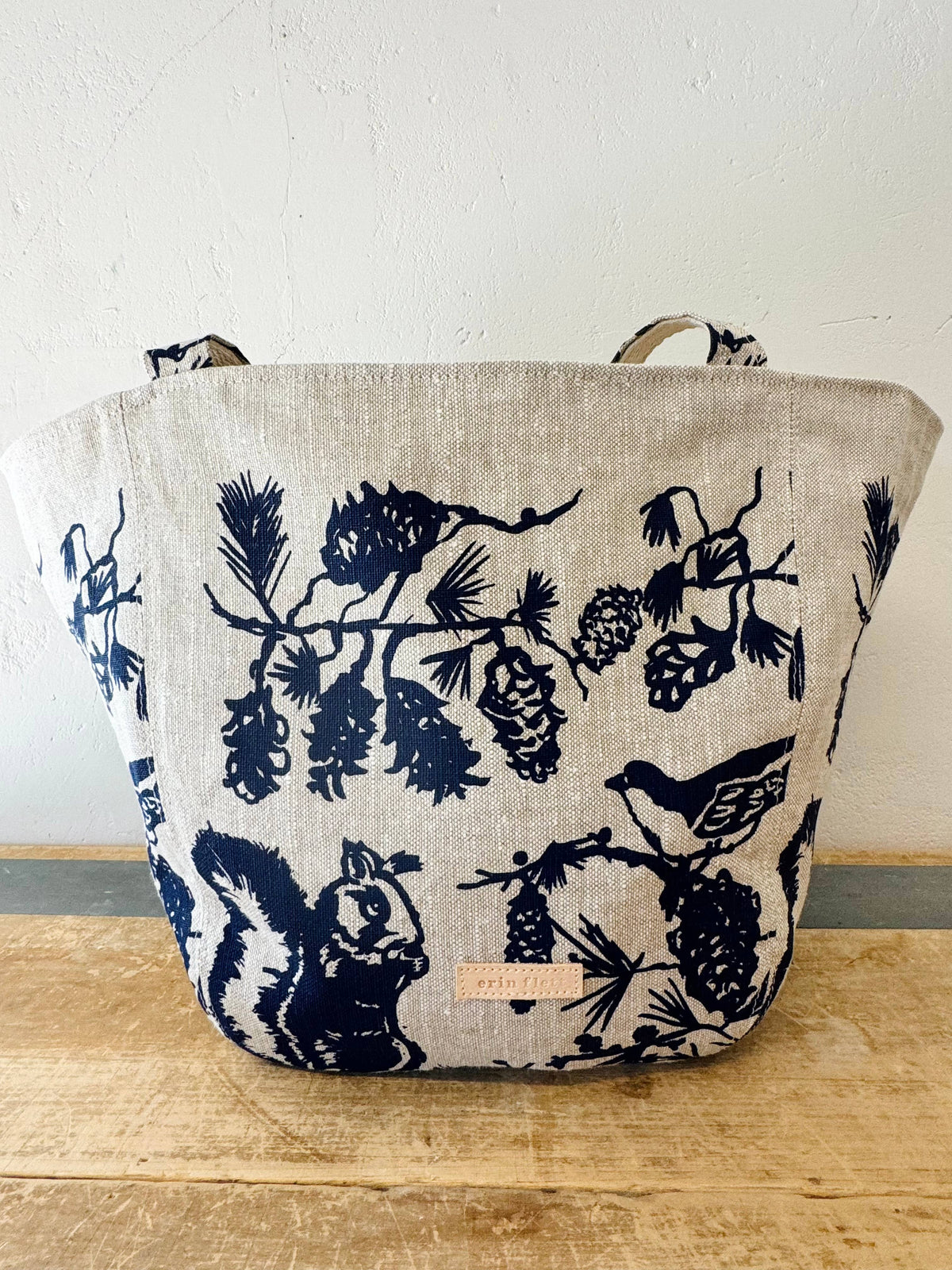 Pine Cone Heavy Linen Boho Tote Bag: Navy by Erin Flett