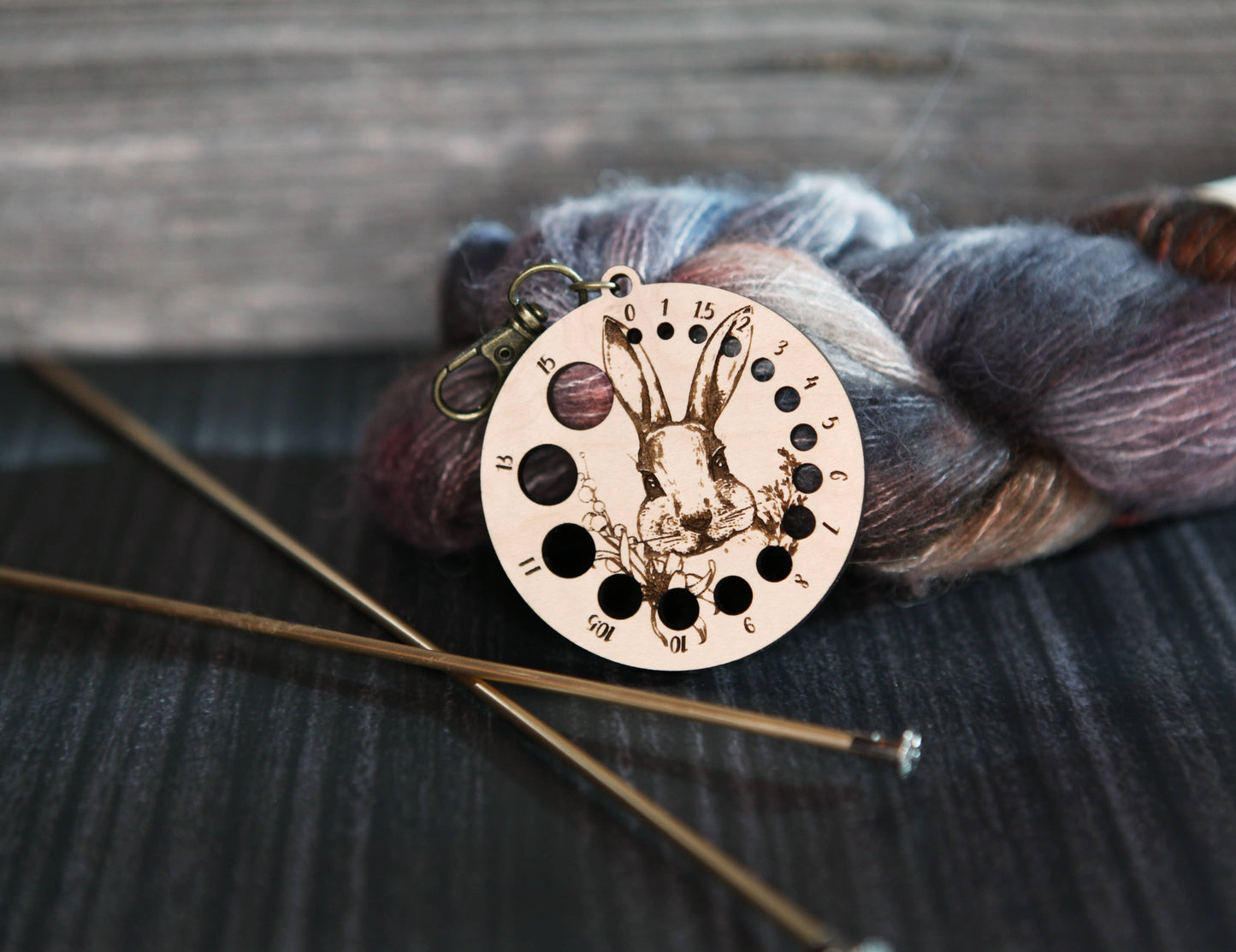 Rabbit in Forest Needle Gauge with Bronze Clasp