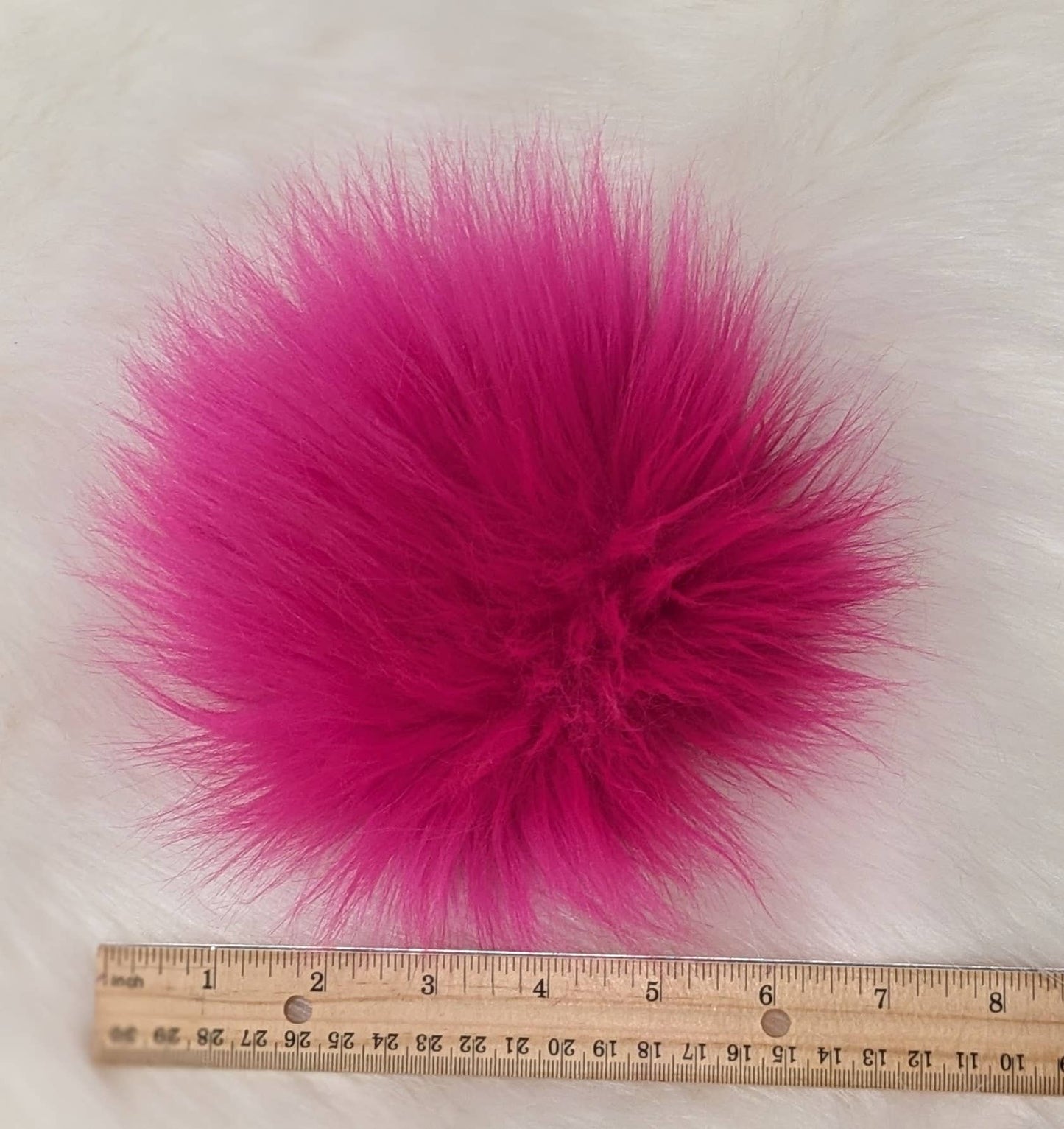 7" Detachable Faux Fur Pom Pom - Hot Pink