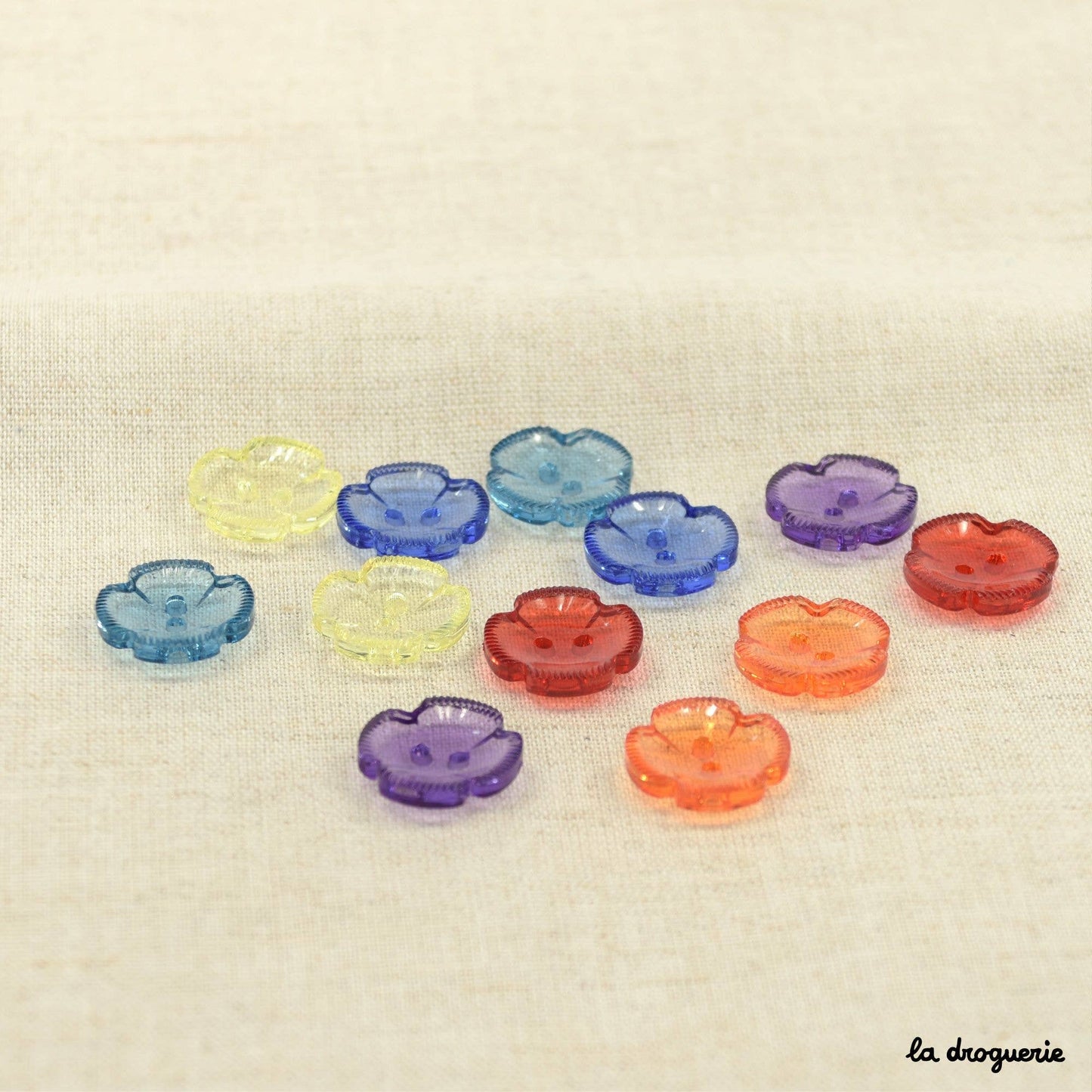 "Papeete flower 4 petals" button 18 mm: Sapphire blue