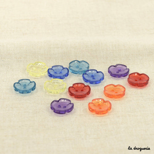 "Papeete flower 4 petals" button 18 mm: Sapphire blue by LA DROGUERIE