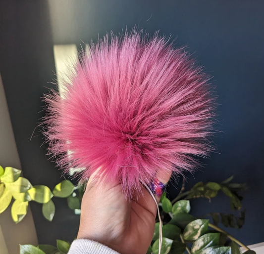 7" Detachable Faux Fur Pom Pom - Mauve Pink