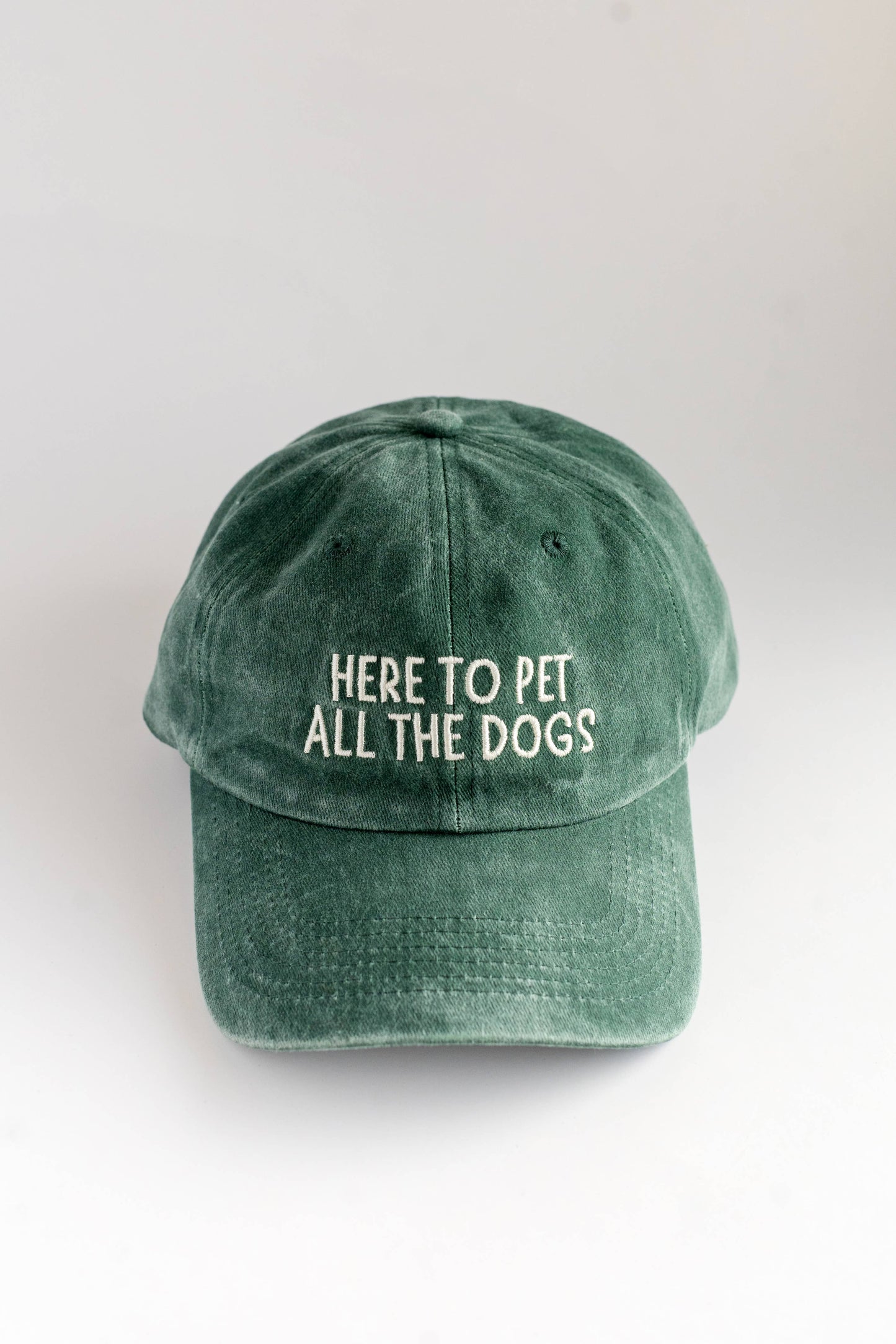 Here to Pet All the Dogs Green Dad Cap Pet Lover Baseball