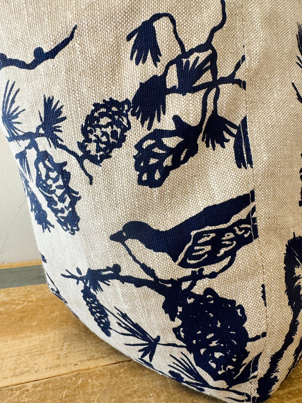 Pine Cone Heavy Linen Boho Tote Bag: Navy by Erin Flett