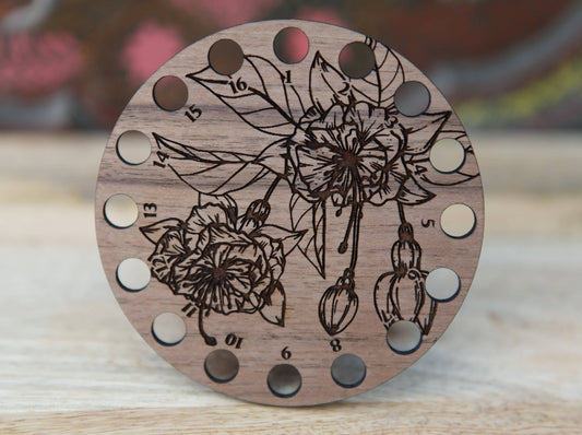 Walnut Wood Circle Embroidery Floss Storage Holder