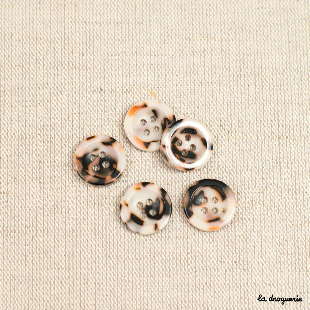 Botón Cheetah con borde, 4 agujeros, 18 mm, de LA DROGUERIE