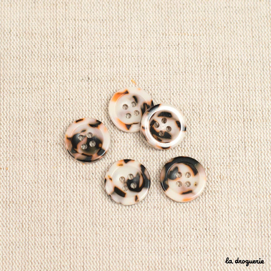 Botón Cheetah con borde, 4 agujeros, 18 mm, de LA DROGUERIE