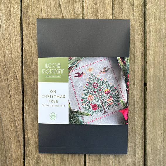 Oh Christmas Tree: kit de punto de cruz, lino de 32 ct de Love Poppet