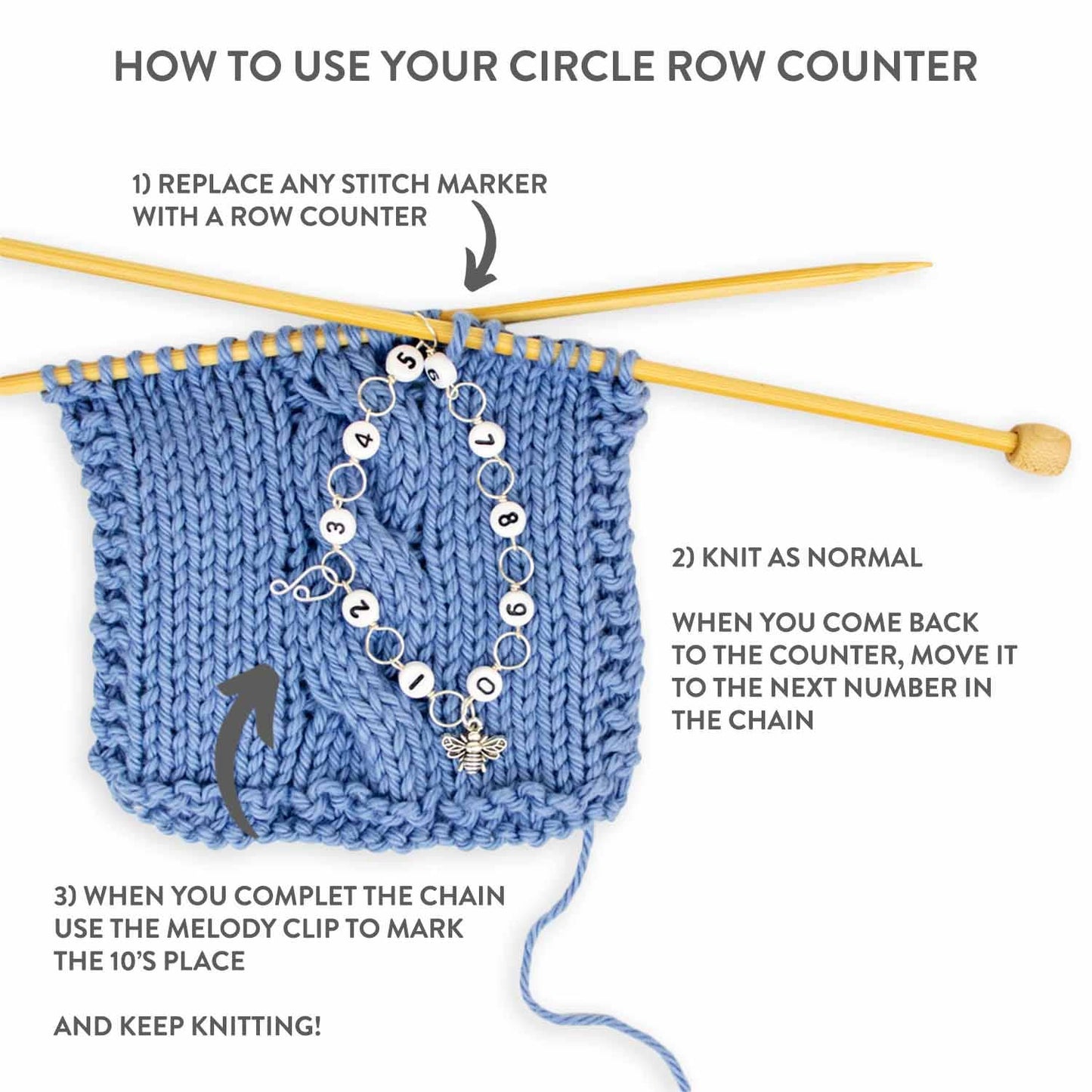 Tiny Sea Turtle Circle Chain Row Counter: Medium (up to US 8 needle / H hook)