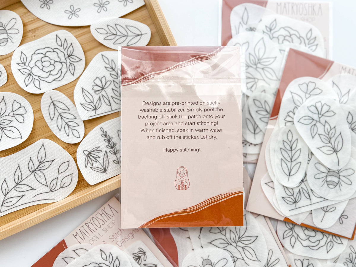 Stick & Stitch Floral embroidery patterns for clothing by Matryoshka Doll Shop