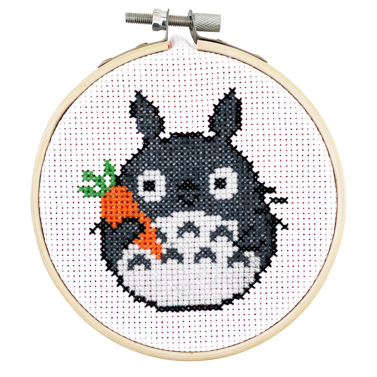 Totoro with Carrot - DIY Cross Stitch Kit by TheCloudFactory