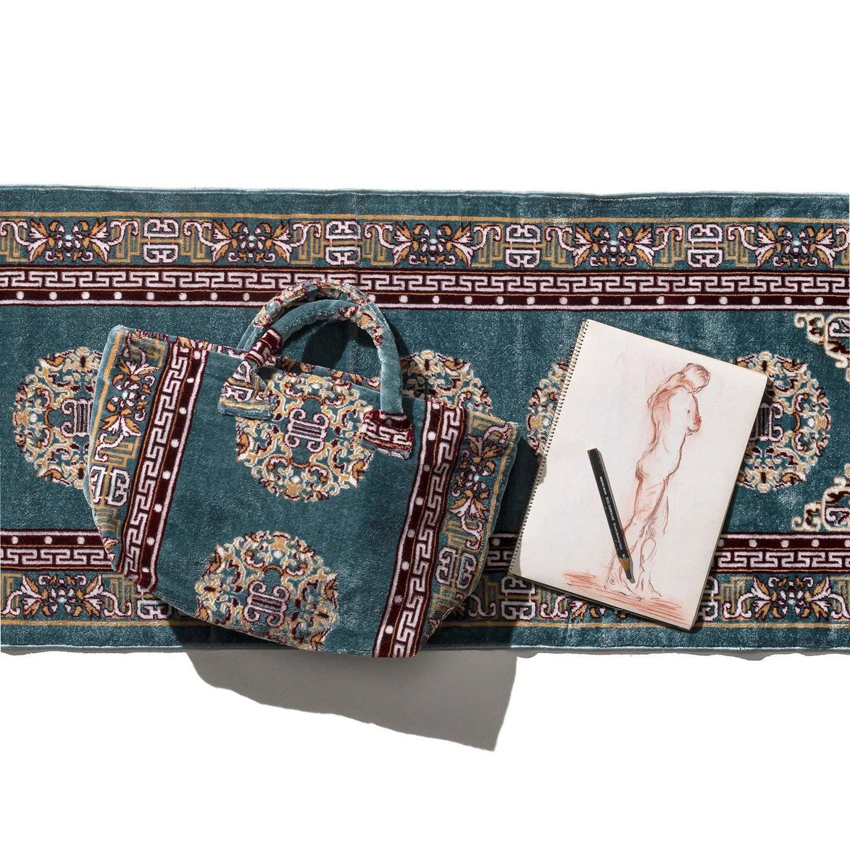 Bolsa de tela de alfombra de poliéster y algodón, Blue de Puebco