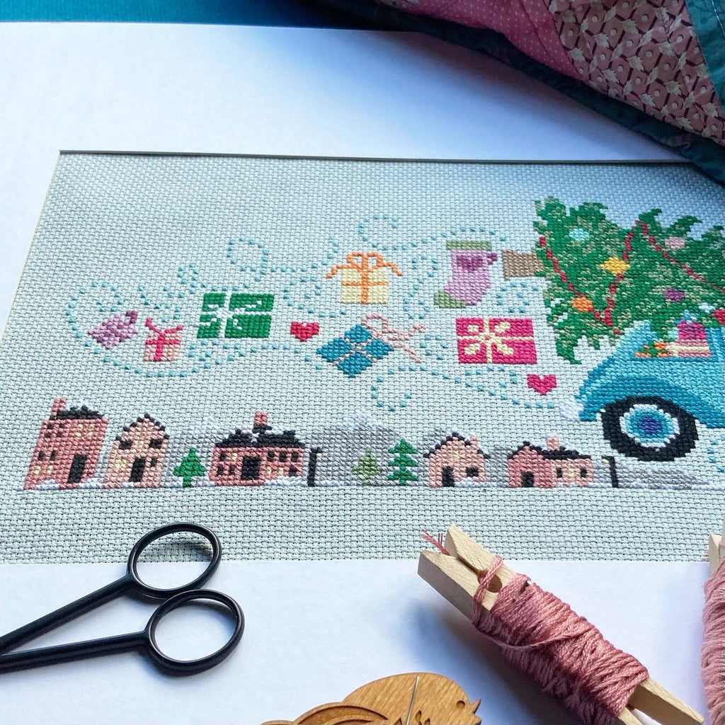 Driving Home for Christmas - Cross Stitch Kit by Love Poppet