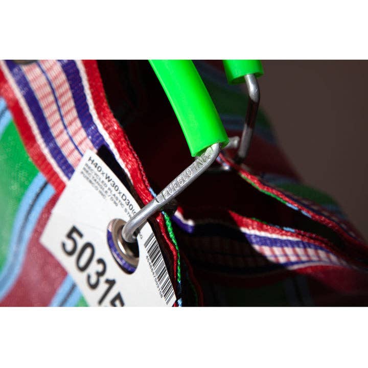 RECYCLED PLASTIC STRIPE BAG - Wide: Red x Blue