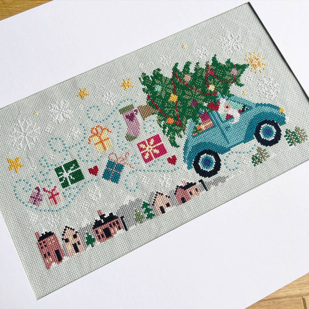 Driving Home for Christmas - Cross Stitch Kit by Love Poppet