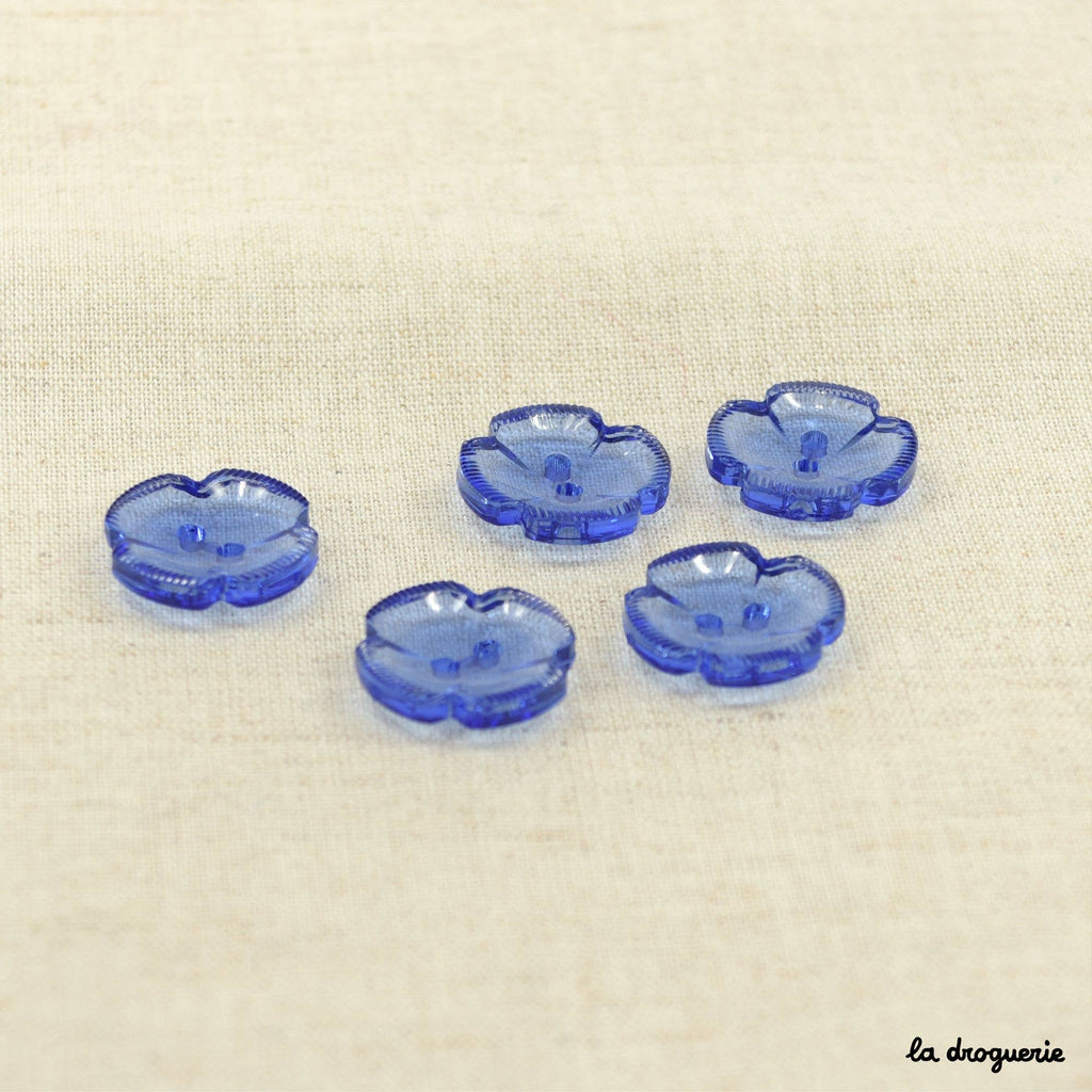 Botón "Papeete flower 4 petals" de 18 mm: Sapphire blue de LA DROGUERIE