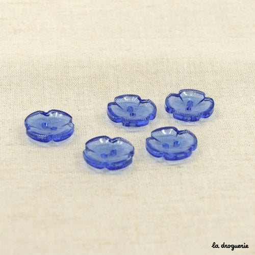 "Papeete flower 4 petals" button 18 mm: Sapphire blue by LA DROGUERIE