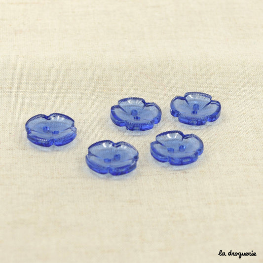 "Papeete flower 4 petals" button 18 mm: Sapphire blue