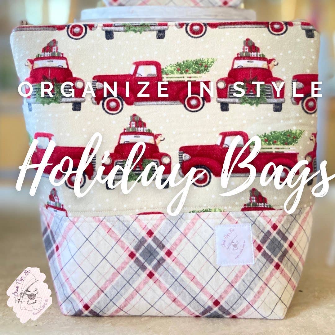 Vintage Project Bag for Knitters/ Crocheters/Needle Pointers: Large