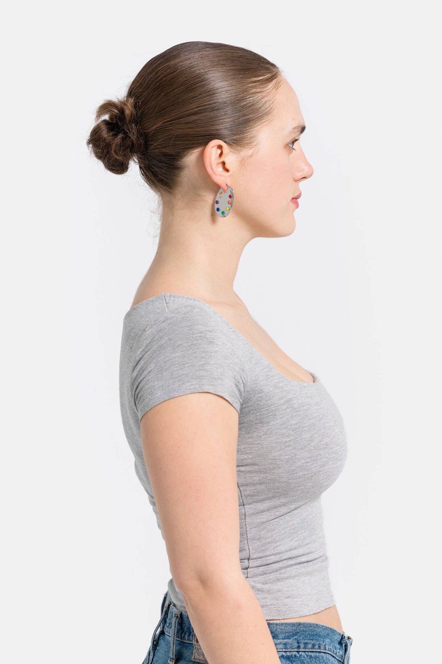 Paint Palette Earrings: Silver