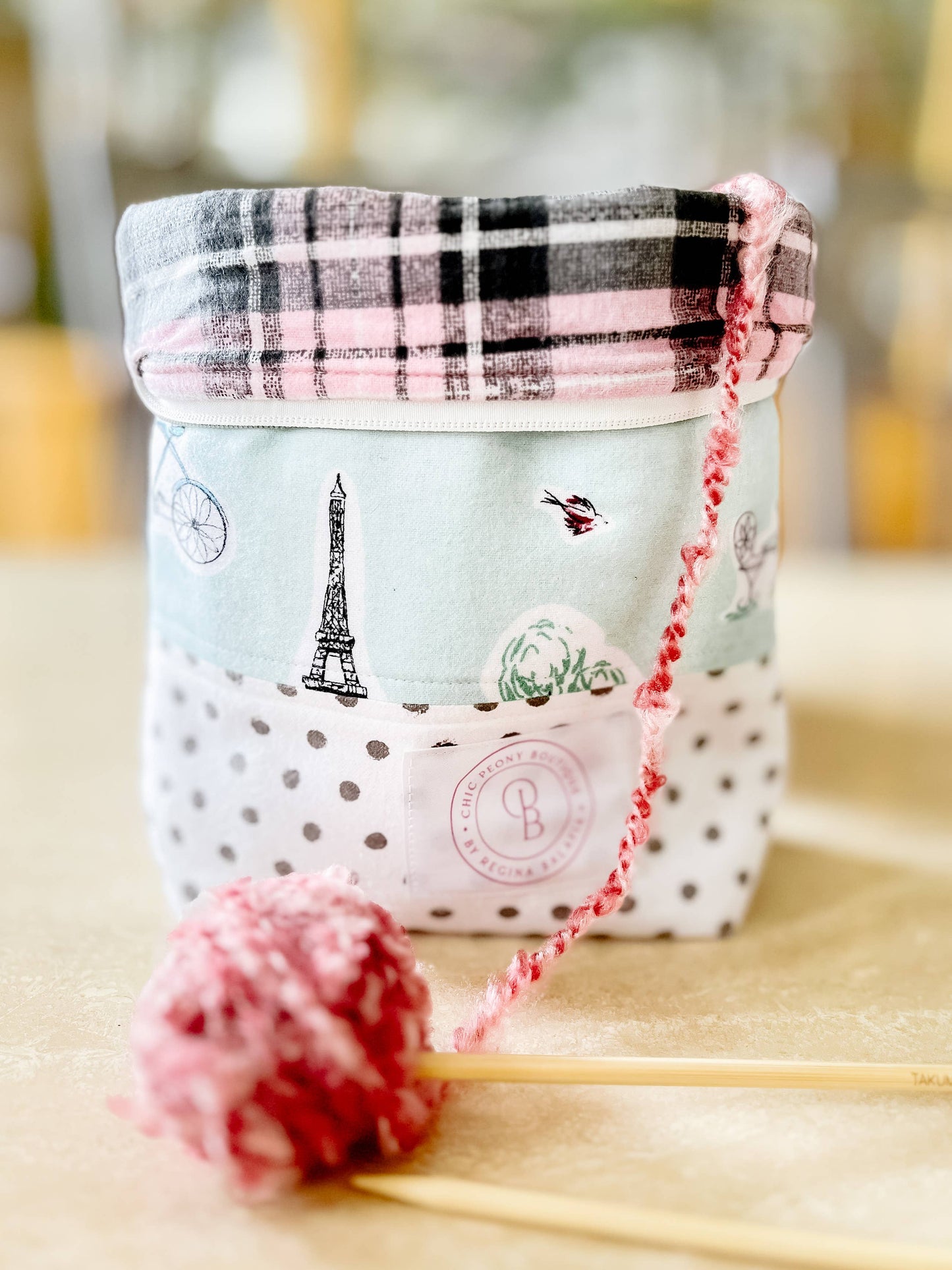 Paris Project Bag for Knitters/ Crocheters/Needle Pointers: Large