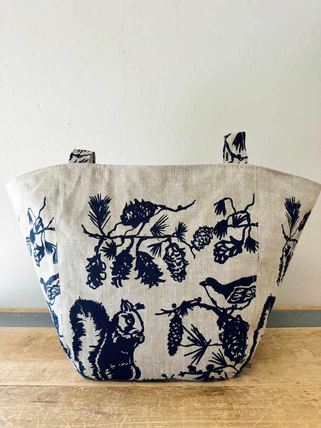 Pine Cone Heavy Linen Boho Tote Bag: Navy by Erin Flett