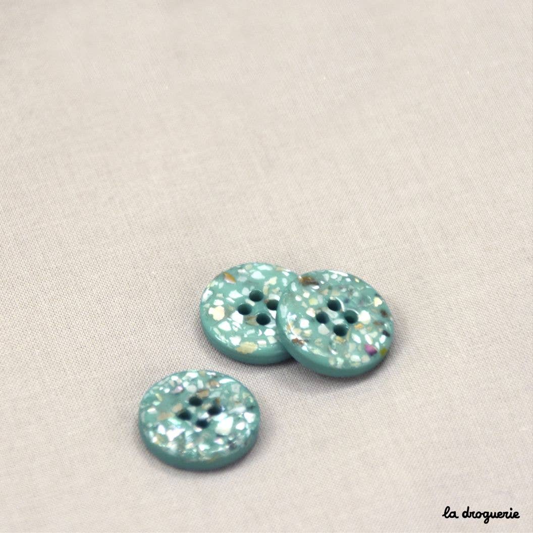 "Pretty Pebbles" Button 15 mm - Button 15 mm: Petrol Blue