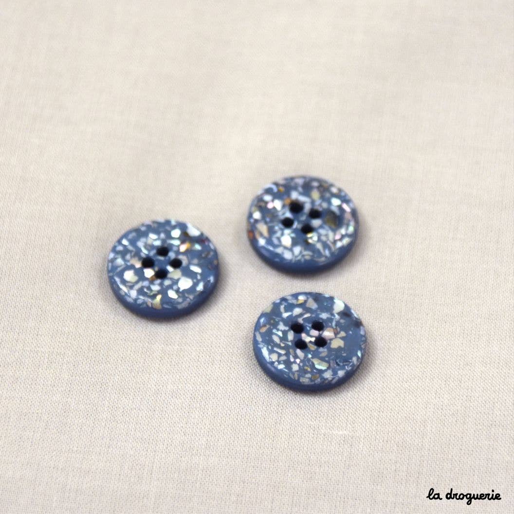 "Pretty Pebbles" Button 15 mm - Button 15 mm: Petrol Blue by LA DROGUERIE