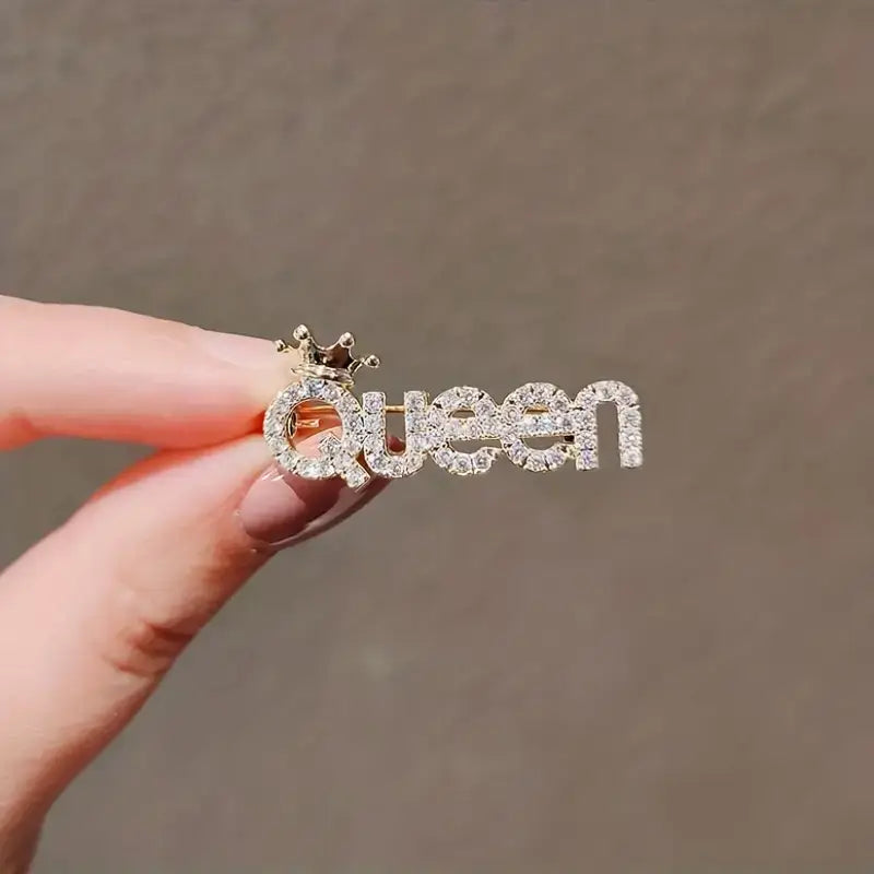 Vintage Rhinestone QUEEN Brooch Pin, Elegant for Women Girls by Magnifique Hearts