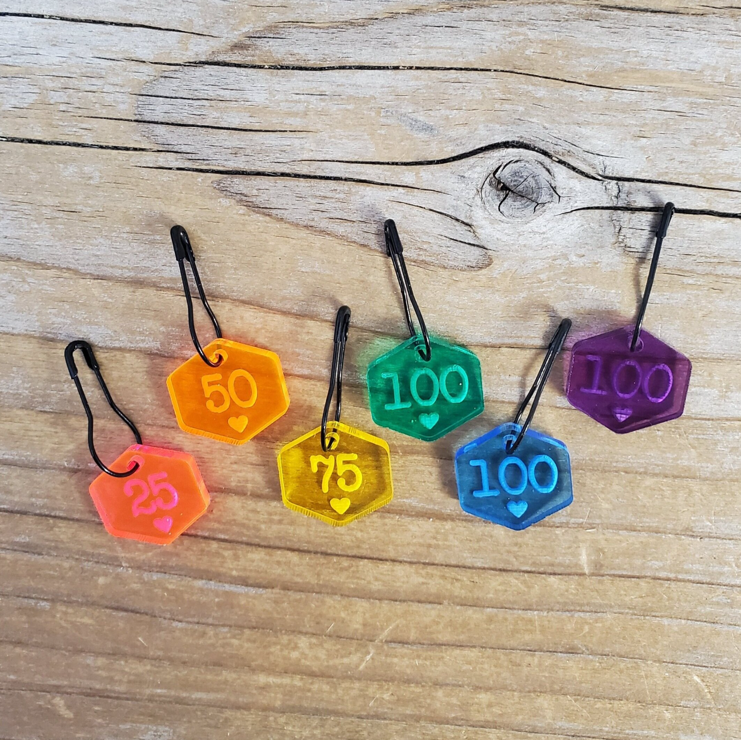 Rainbow Cast On Counting Number Stitch Marker Set: Pin Style