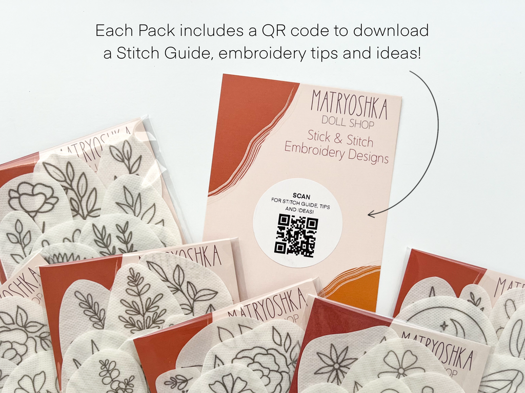 Stick & Stitch Floral embroidery patterns for clothing by Matryoshka Doll Shop