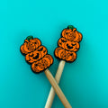 Protectores de puntas para agujas de tejer - Halloween, 3 calabazas apiladas, de Comma Craft Co