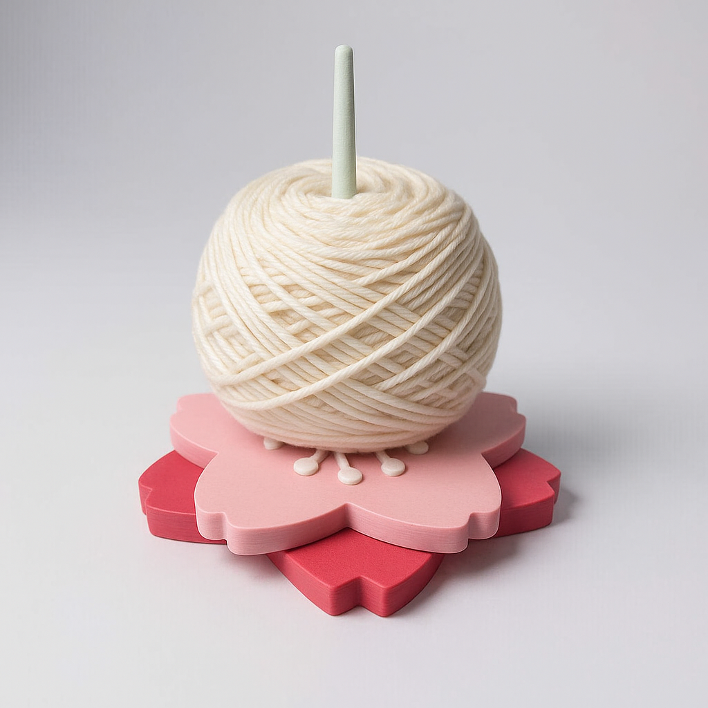 Cherry Blossom Yarn Spinner | Pink Floral Yarn Stand for Kni