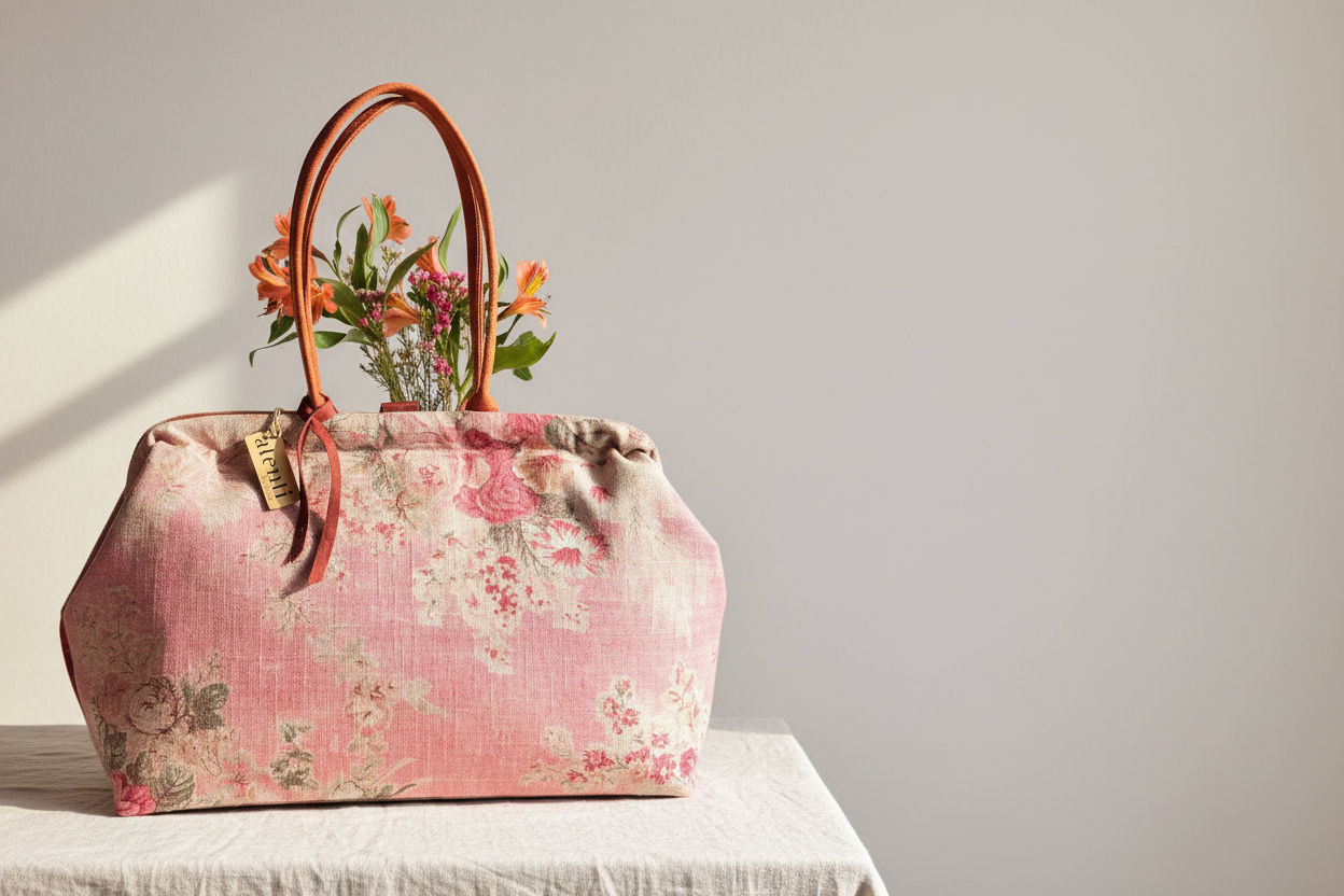 Rosewood Pioneer, Atenti USA Handmade, Floral Mary Poppins Snap Frame Bag