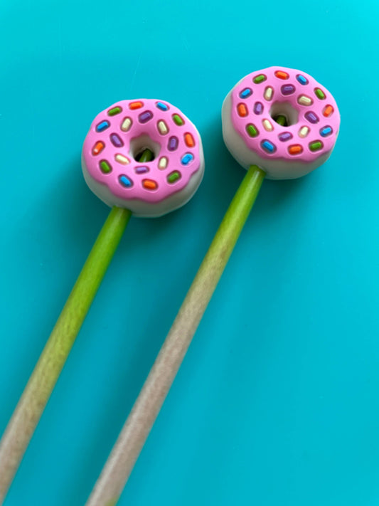 Pink Donut Knitting Needle Point Caps Stocking Stuffers Gift