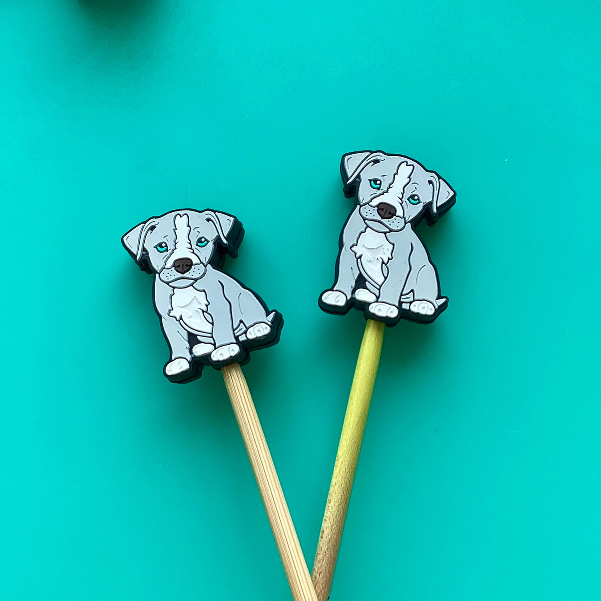 Protectores de puntas para agujas de tejer, Pitbull Pittie Staffie de Comma Craft Co